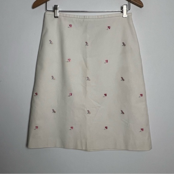 Brooks Brothers "346" Stretch Cream Cotton Blend Embroidered Beach Print Sz 4 - Picture 1 of 8